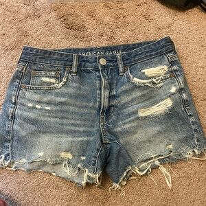 American Eagle Outfitters Blue Distressed Jean Shorts